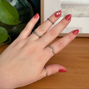 Silver Mixed Stacking Rings Bundle 5 Pack Midi Ring